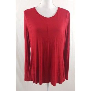 J Jill Wearever Collection Womens Top Medium Long Sleeve Red Rayon Spandex